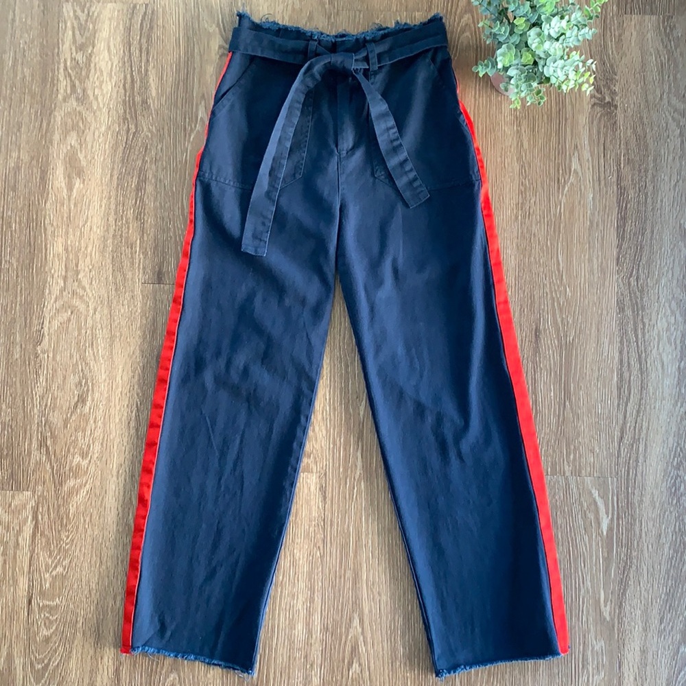 Know One Cares Athletic Stripe Paper Bag Pants